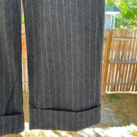 Banana Republic NWOT Martin Wool Cashmere Charcoal Striped Slacks Trousers Pants - Picture 4 of 16